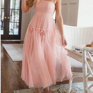 Vestique Pink Strapless Maxi Dress
